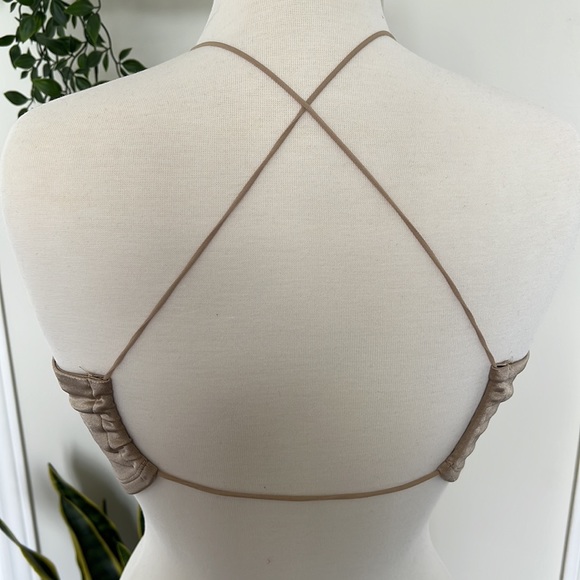 NWOT Garage Champagne Colour Open Back Thin Spaghetti Strap Dressy Crop Top Sz S - Picture 2 of 5